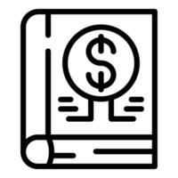 vector de esquema de icono de libro de finanzas de trabajo. idea de inicio