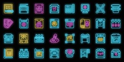 Plotter icons set vector neon