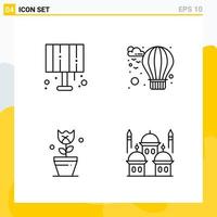 Collection of 4 Universal Line Icons Icon Set for Web and Mobile Creative Black Icon vector background