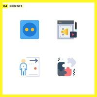 Pack of 4 creative Flat Icons of plug board employee power loud hailer job Editable Vector Design Elements