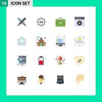 Pictogram Set of 16 Simple Flat Colors of mail mac and favorite shop Editable Pack of Creative Vector Design Elements