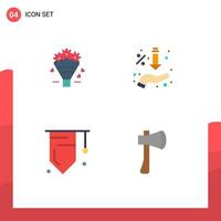 paquete de iconos planos de 4 símbolos universales de elementos de diseño de vectores editables de estudio de ventas de bodas de insignia de popcone