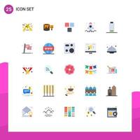 Group of 25 Modern Flat Colors Set for multimedia launch blocks development app Editable Vector Design Elements