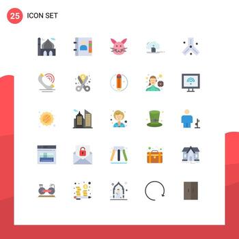 Pictogram Set of 25 Simple Flat Colors of biology data bunny save cloud Editable Vector Design Elements