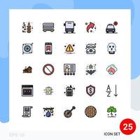 Set of 25 Modern UI Icons Symbols Signs for add car traffic right share Editable Vector Design Elements