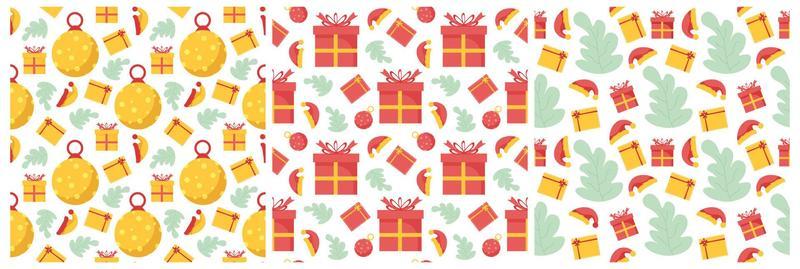 Set of Boxing Day Sale Seamless Pattern Design with Glove and Gift Box for Promotion or Shopping on Template Hand Drawn Cartoon Flat Illustration