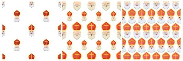 Set of Saint Nicholas Day or Sinterklaas Seamless Pattern with Gift Box and Christmas Template Background Hand Drawn Cartoon Flat Illustration vector