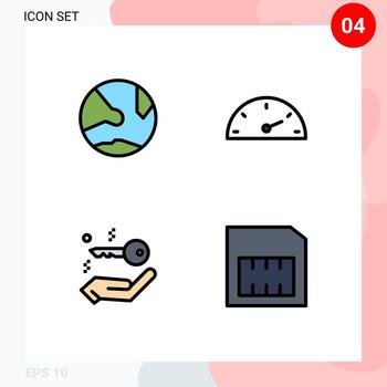 4 Creative Icons Modern Signs and Symbols of app key online speed card Editable Vector Design Elements