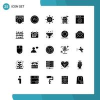 Set of 25 Commercial Solid Glyphs pack for cloud van group bus city Editable Vector Design Elements