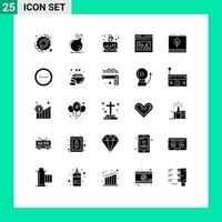 Universal Icon Symbols Group of 25 Modern Solid Glyphs of autumn website cake party web internet Editable Vector Design Elements