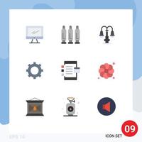 conjunto de 9 iconos de interfaz de usuario modernos signos de símbolos para codificar elementos de diseño de vectores editables de configuración de arma de equipo