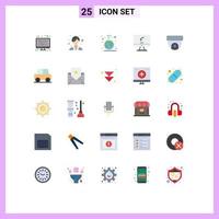 Modern Set of 25 Flat Colors Pictograph of cctv pc green imac monitor Editable Vector Design Elements