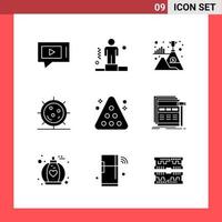 9 Icon Pack Solid Style Glyph Symbols on White Background. Simple Signs for general designing. vector