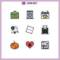 Pack of 9 creative Filledline Flat Colors of image seo solution equipment seo web Editable Vector Design Elements