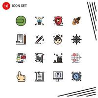 16 iconos creativos, signos y símbolos modernos de lanzamiento, persona de negocios, escudo de inicio, elementos de diseño de vectores creativos editables