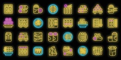 Spring roll icons set vector neon