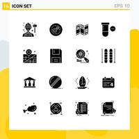 Pack of 16 creative Solid Glyphs of business space structure science paper Editable Vector Design Elements