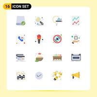 Pictogram Set of 16 Simple Flat Colors of paper data seo analytics school Editable Pack of Creative Vector Design Elements