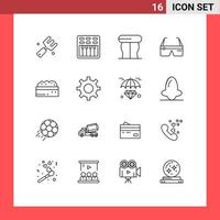 Group of 16 Outlines Signs and Symbols for bush google furniture glasses computing Editable Vector Design Elements