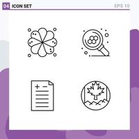 4 Thematic Vector Filledline Flat Colors and Editable Symbols of plumeria test atom search leaf Editable Vector Design Elements