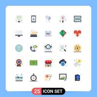 User Interface Pack of 25 Basic Flat Colors of computer ice fly cube search Editable Vector Design Elements