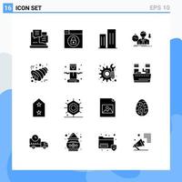 Modern Set of 16 Solid Glyphs Pictograph of autumn depression buildings sad failure Editable Vector Design Elements