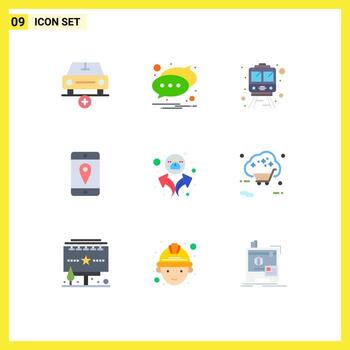 conjunto de pictogramas de 9 colores planos simples de elementos de diseño de vector editable móvil de celda de texto de grupo de usuarios