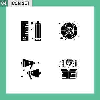 paquete de interfaz de usuario de glifos sólidos básicos de codificación de elementos de diseño vectorial editables de computadora de inversión de lápiz de sonido vector