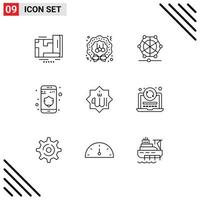 9 Thematic Vector Outlines and Editable Symbols of islam security season privacy data Editable Vector Design Elements