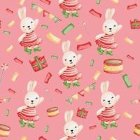 cute rabbit circus seamless pattern background. wrapping paper template. Christmas background vector