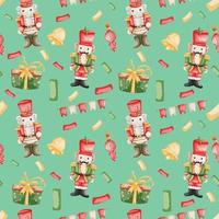 Nutcracker seamless Christmas pattern background. wrapping paper template. Christmas background vector