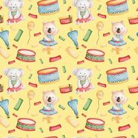 cute bear circus seamless pattern background. wrapping paper template. Christmas background vector