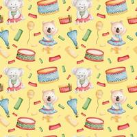 cute bear circus seamless pattern background. wrapping paper template. Christmas background vector