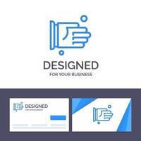 tarjeta de visita creativa y plantilla de logotipo acuerdo de apretón de manos ilustración de vector de oficina