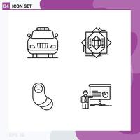 Pictogram Set of 4 Simple Filledline Flat Colors of car new born abstract formation graph Editable Vector Design Elements