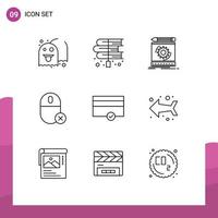Group of 9 Modern Outlines Set for hardware devices laws computers prototype Editable Vector Design Elements