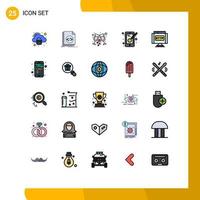 Universal Icon Symbols Group of 25 Modern Filled line Flat Colors of domain designing script design party Editable Vector Design Elements