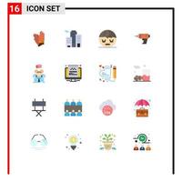 Universal Icon Symbols Group of 16 Modern Flat Colors of meeting group face electronics machine Editable Pack of Creative Vector Design Elements