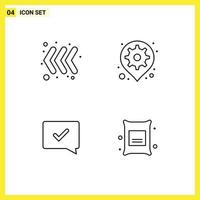 Set of 4 Commercial Filledline Flat Colors pack for arrow chat approve gear pin success Editable Vector Design Elements