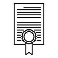 vector de contorno de icono de papel de diploma. diseño de certificado