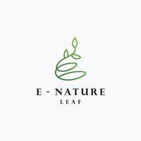 Letter e nature leaf logo vector in white backround