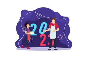 Welcome to New Year Flat Design vector