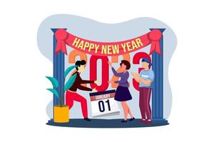 Party Welcome New Year Flat Design vector