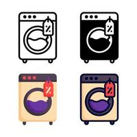 colección de estilo de conjunto de iconos de lavadora de venta vector