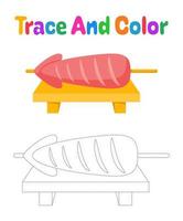 Ikayaki tracing worksheet for kids vector