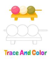 Dango tracing worksheet for kids vector