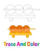 Dango tracing worksheet for kids vector