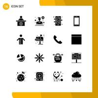 16 Universal Solid Glyphs Set for Web and Mobile Applications monk phone app ipad language app Editable Vector Design Elements