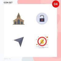 Pack of 4 creative Flat Icons of church map cross media marker Editable Vector Design Elements