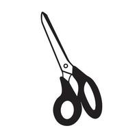 Scissors vector icon silhouette isolated on plain white background. Office or school supllies tool equipment drawing with black colored simple flat line art.